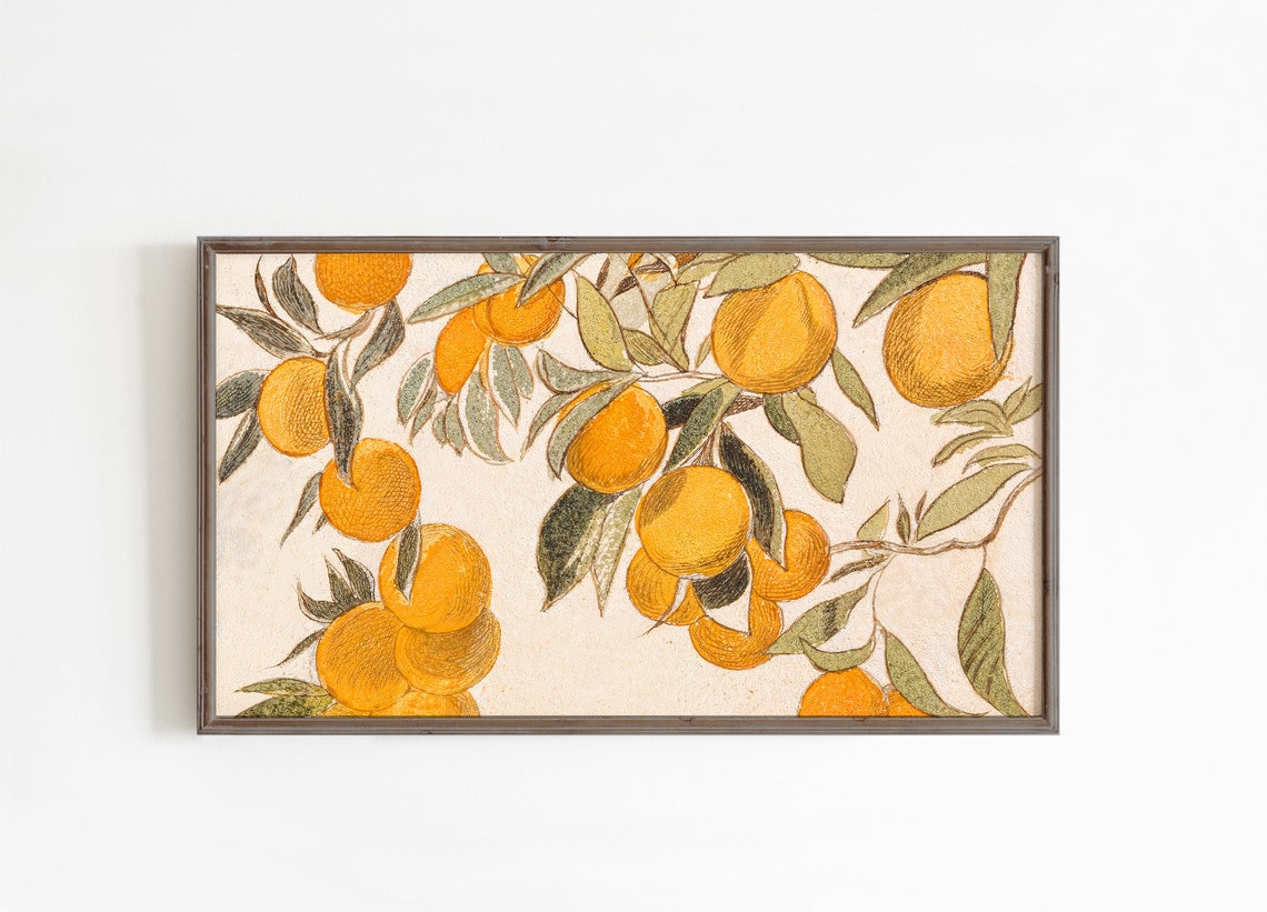 Oranges on Branches Botanical Vintage Fruit Illustration Wall Art - Image 3