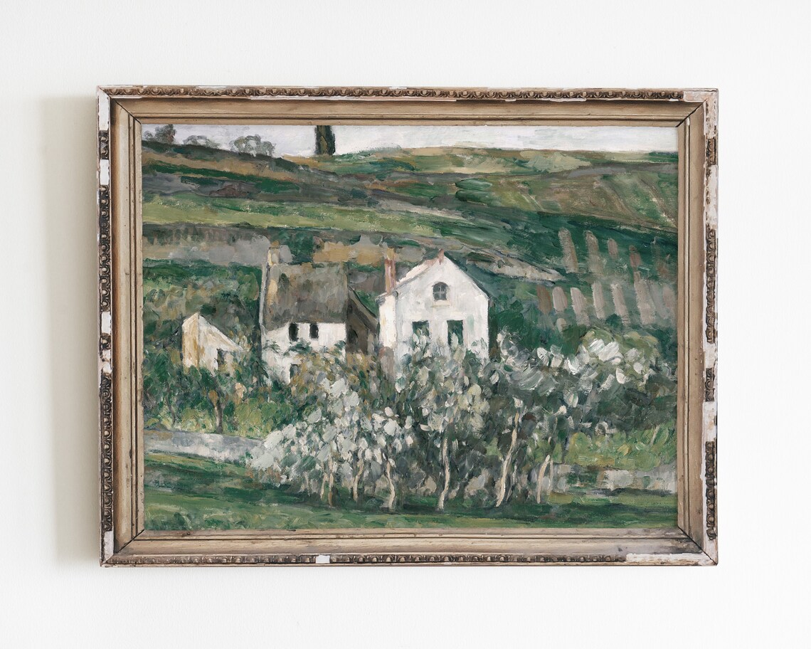 Vintage French Country Landscape Wall Art Print