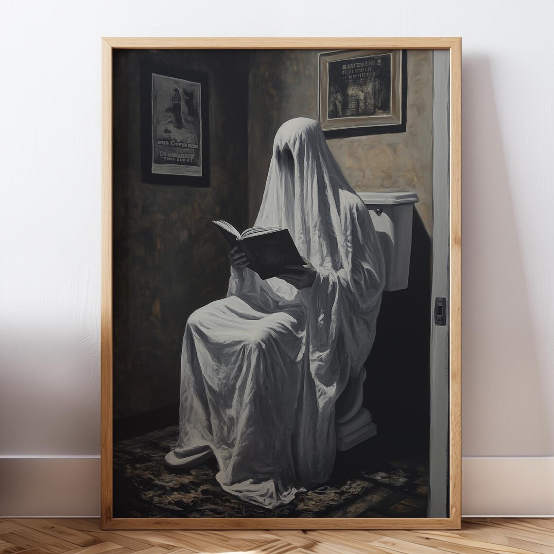 Halloween Bathroom Wall Art, Funny Ghost Print