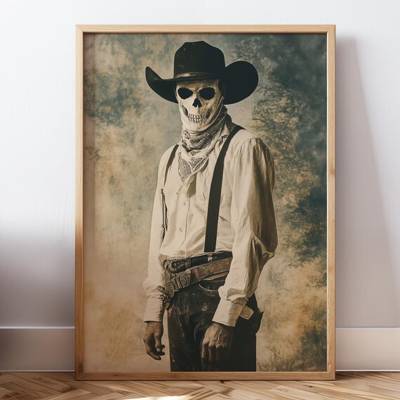 Western Halloween Cowboy Print, Dark Academia Spooky