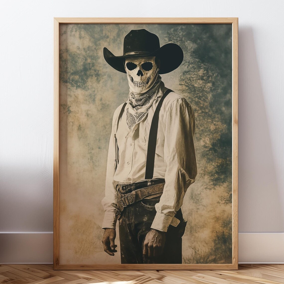 Western Halloween Cowboy Print, Dark Academia Spooky