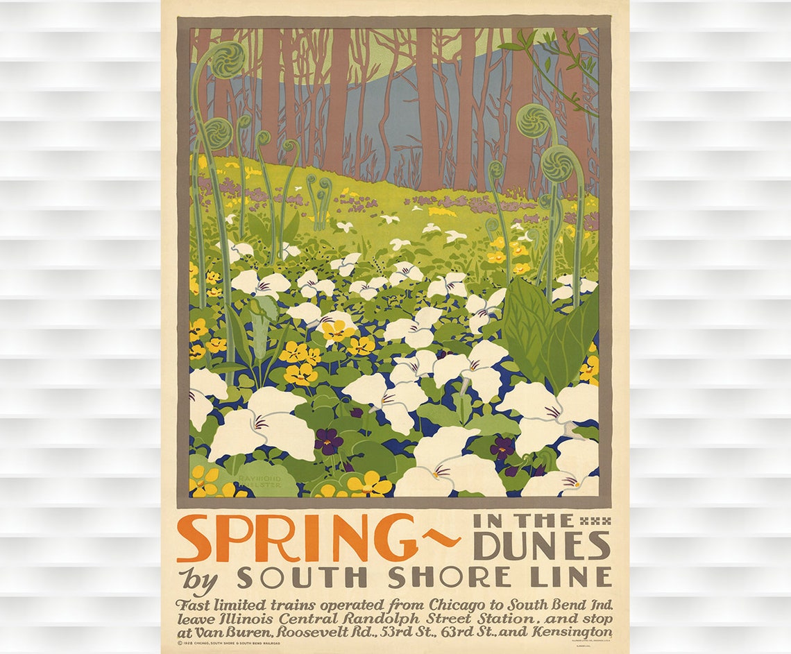 Spring In The Dunes South Shore Line Vintage Railway Poster 1925