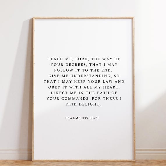 Psalms 119 Teach Me Lord Bible Verse Wall Art Modern Christian Minimalistic Decor Scripture Print Christian Poster