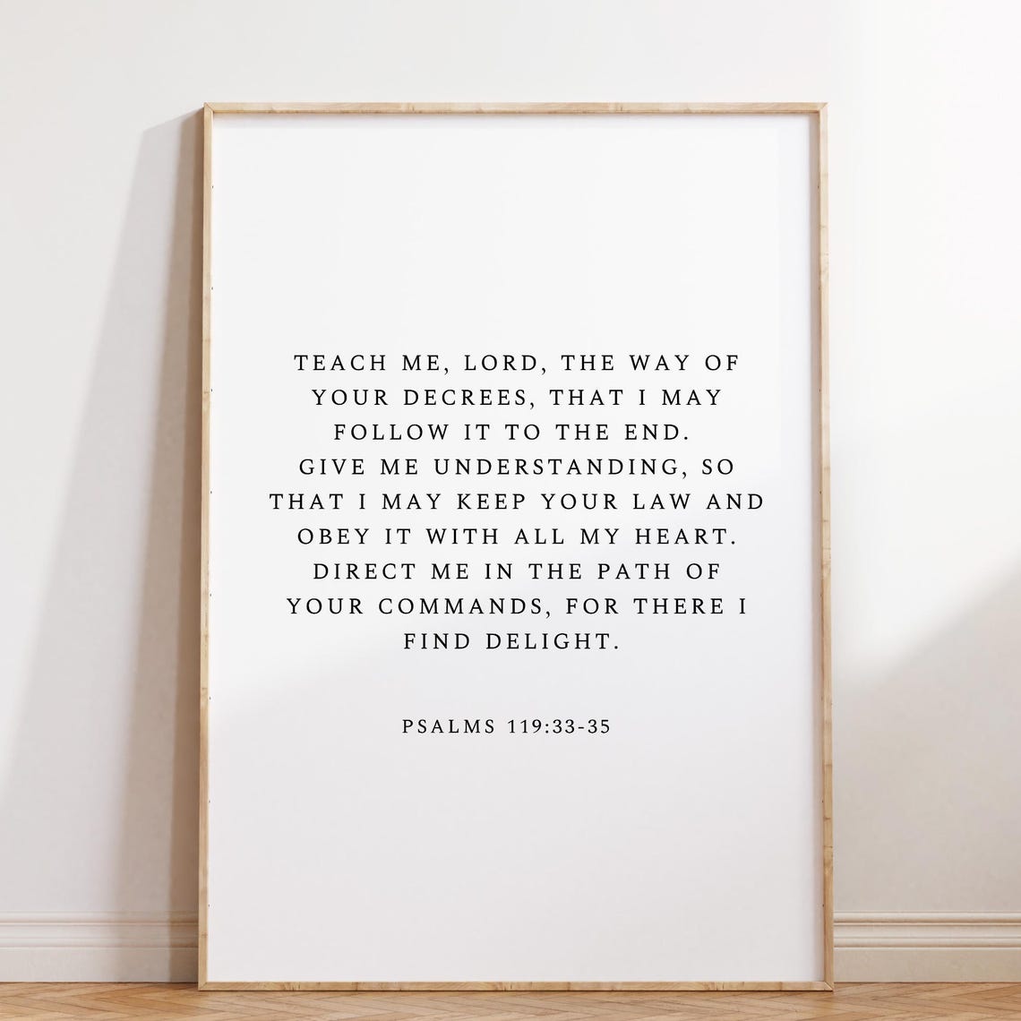 Psalms 119 Teach Me Lord Bible Verse Wall Art Modern Christian Minimalistic Decor Scripture Print Christian Poster