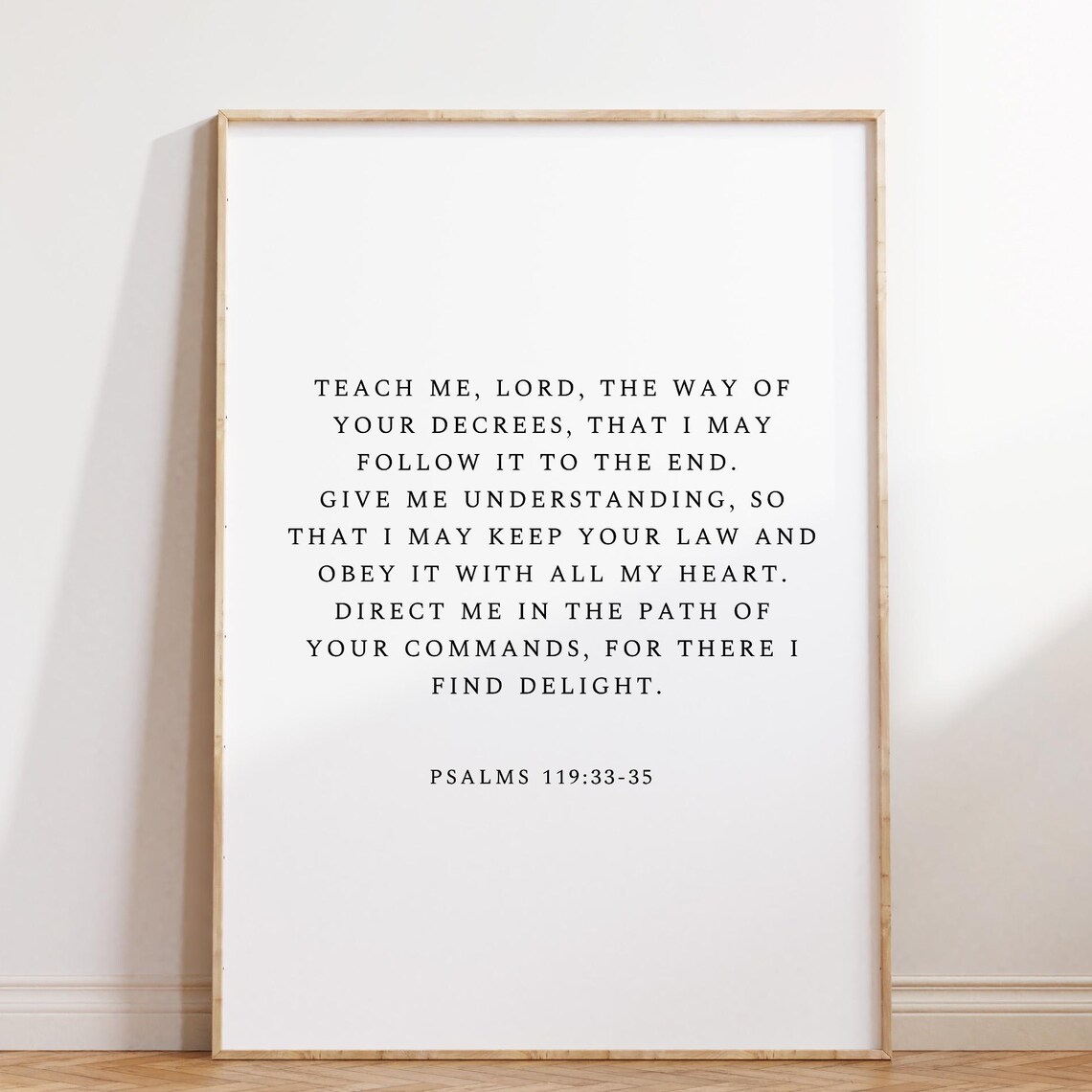Psalms 119:33-35 Teach Me Lord Minimalist Scripture Quote Poster