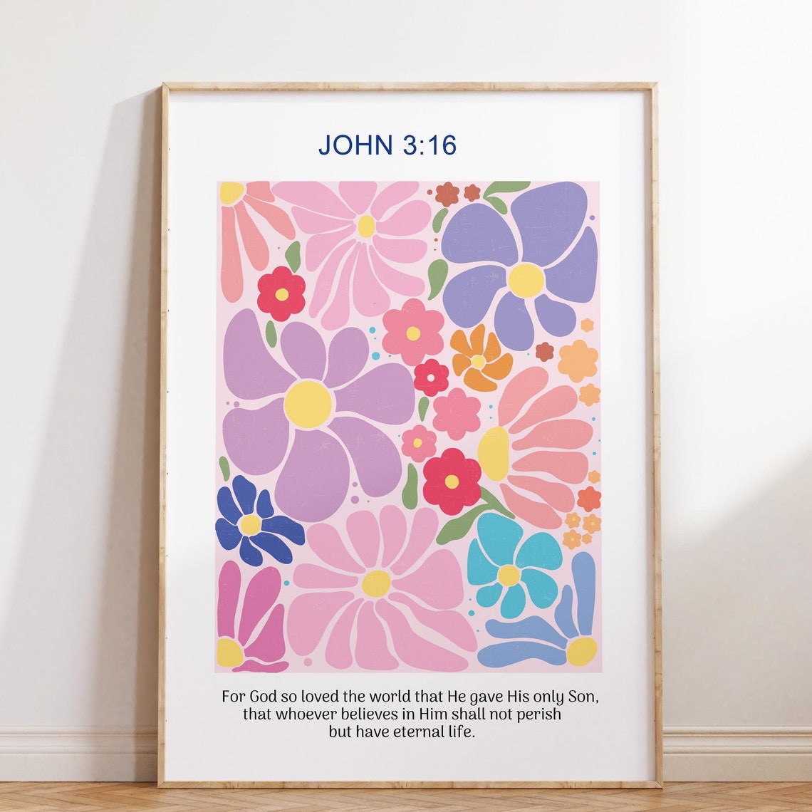 Christian Wall Art John Print Bible Verse Scripture Art Flower Print Christian Poster Wall Decor Gift For Christian - Image 4