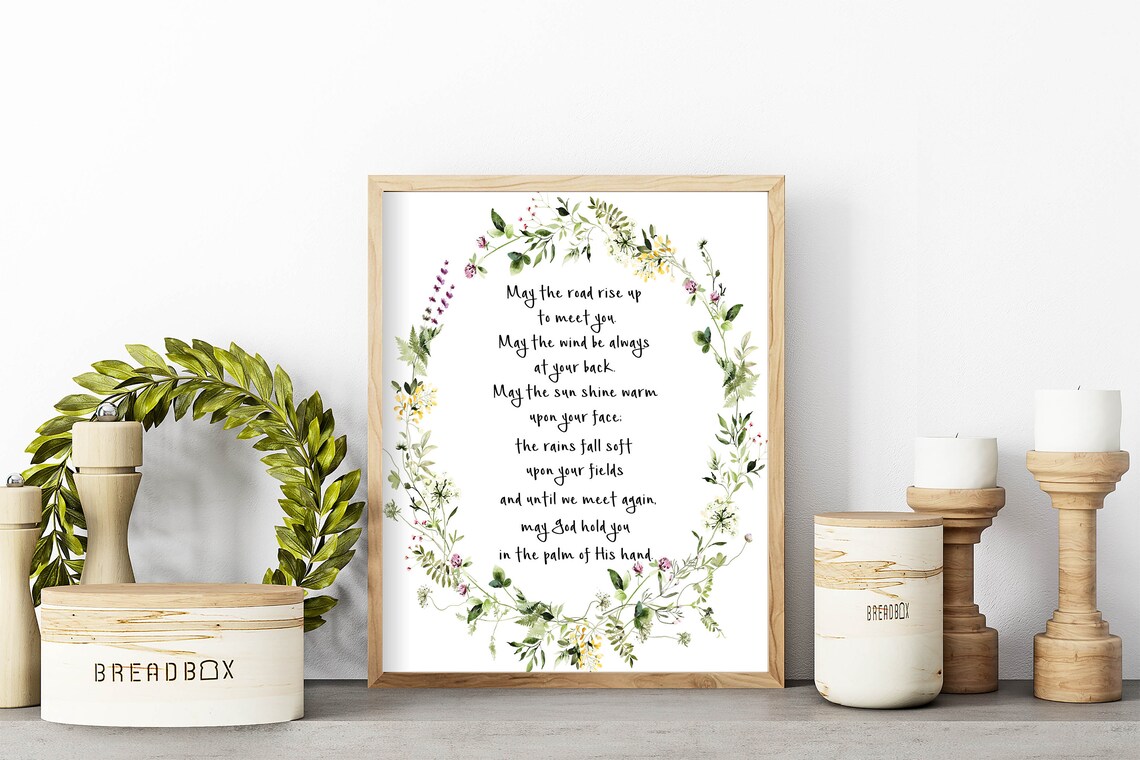 Irish Blessing May The Road Rise Up To Meet You Floral Wreath Poster - Image 8