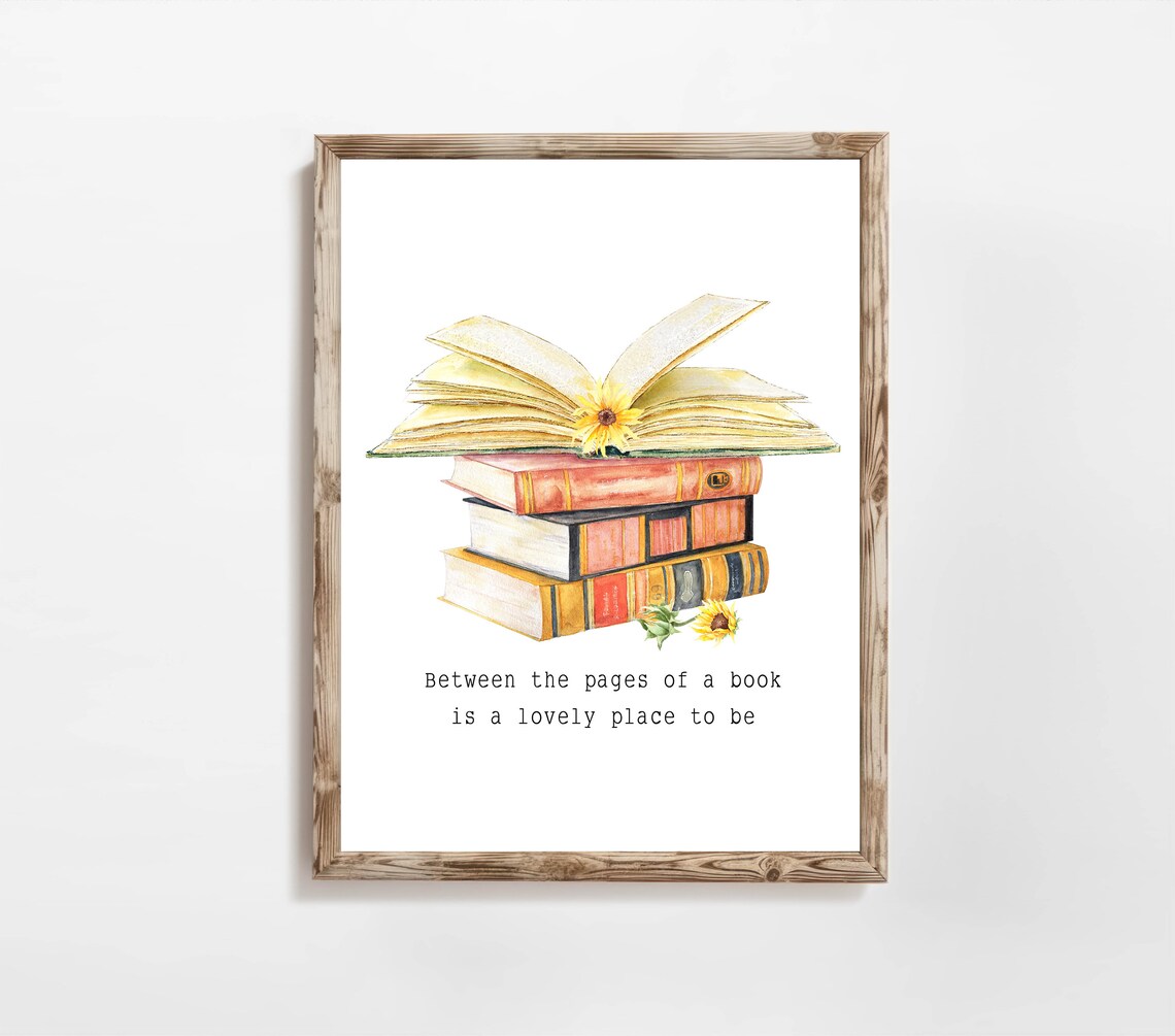 Between the Pages of a Book Quote Watercolor Library Reader Poster - Image 3