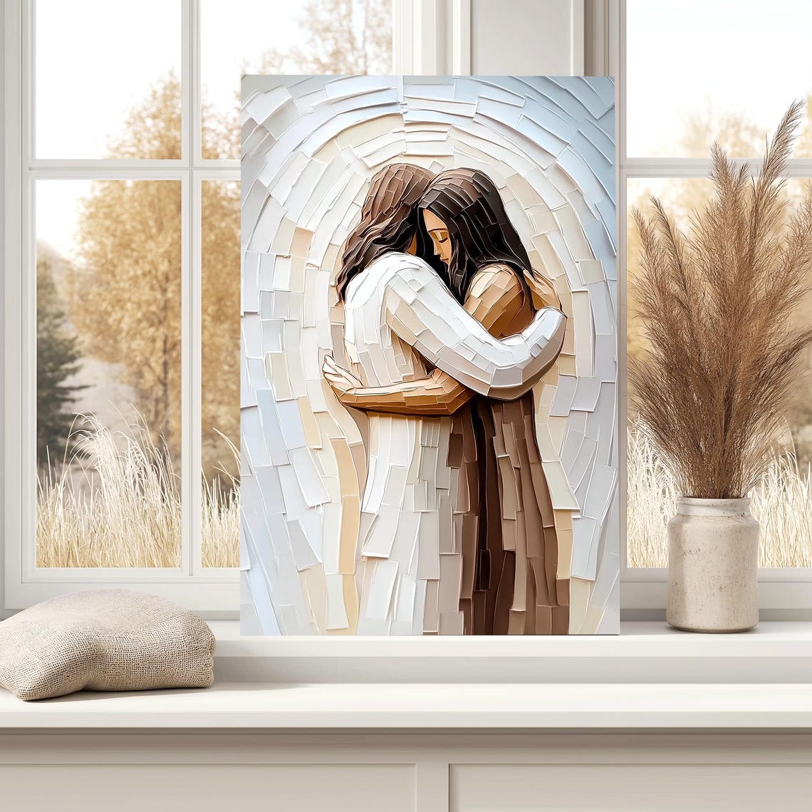 He Loves You Christian Art Abstract Jesus Hugging Woman Art Jesus And Girl Print Jesus Painting Jesus Heals Woman Wall Decor - Image 3
