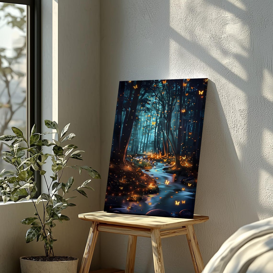 Enchanted Forest Stream With Glowing Butterflies Magical Poster - Image 4