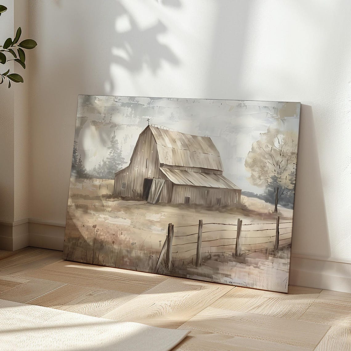 Weathered Gray Barn On Barren Field Rustic Landscape Poster Art - Image 6