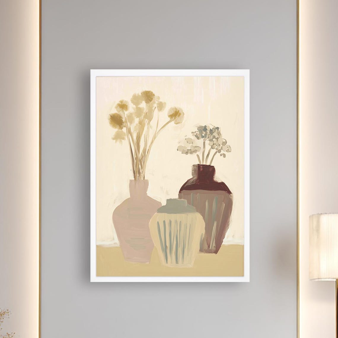 Minimalist Vase Still Life Modern Neutral Canvas Wall Art Contemporary Home Decor