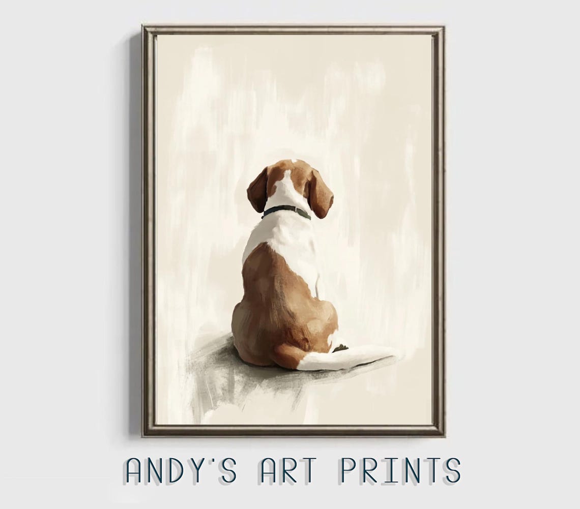 Beagle Seen From Behind Minimalist Neutral Dog Painting Poster - Image 2