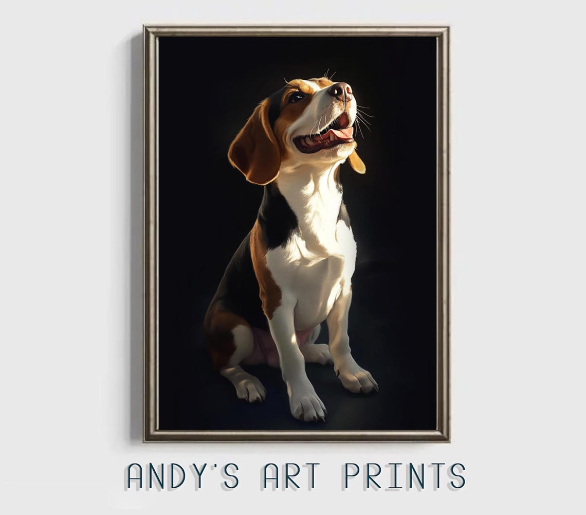 Beagle Smiling On Black Background Studio Portrait Dog Poster - Image 3