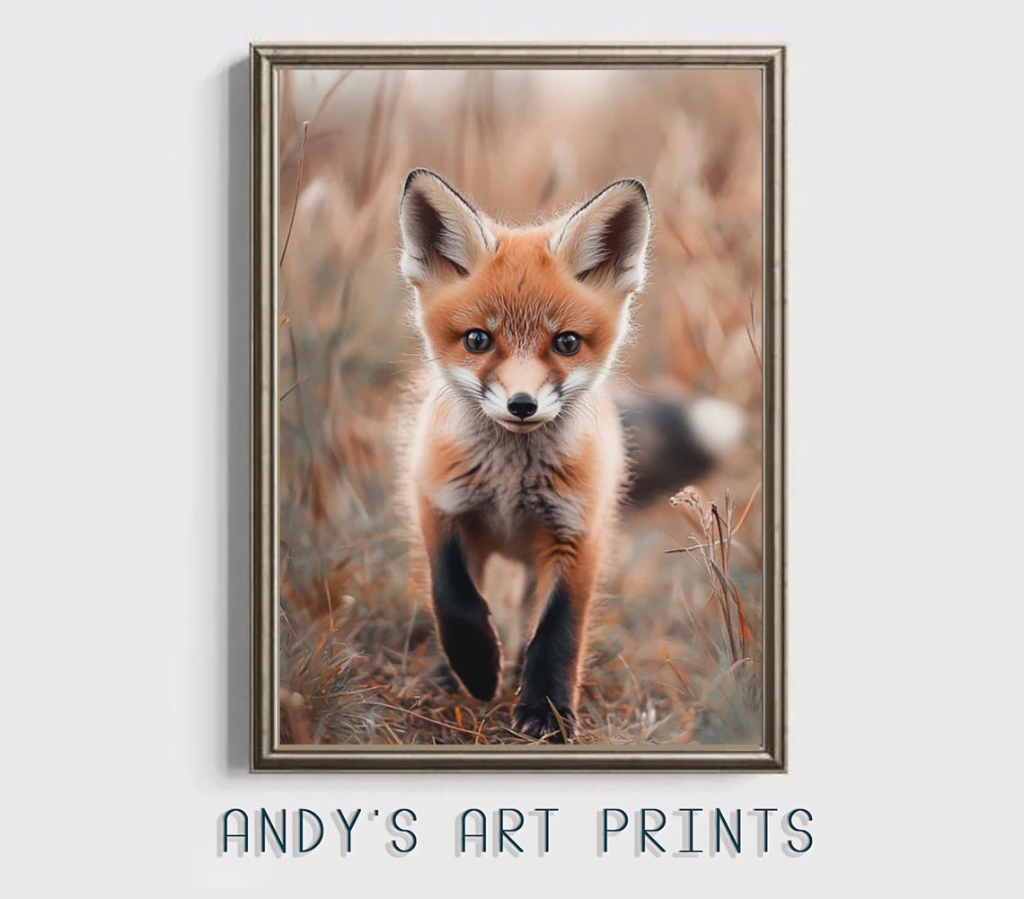 Red Fox Cub Portrait Photorealistic Wildlife Nature Art Poster - Image 3
