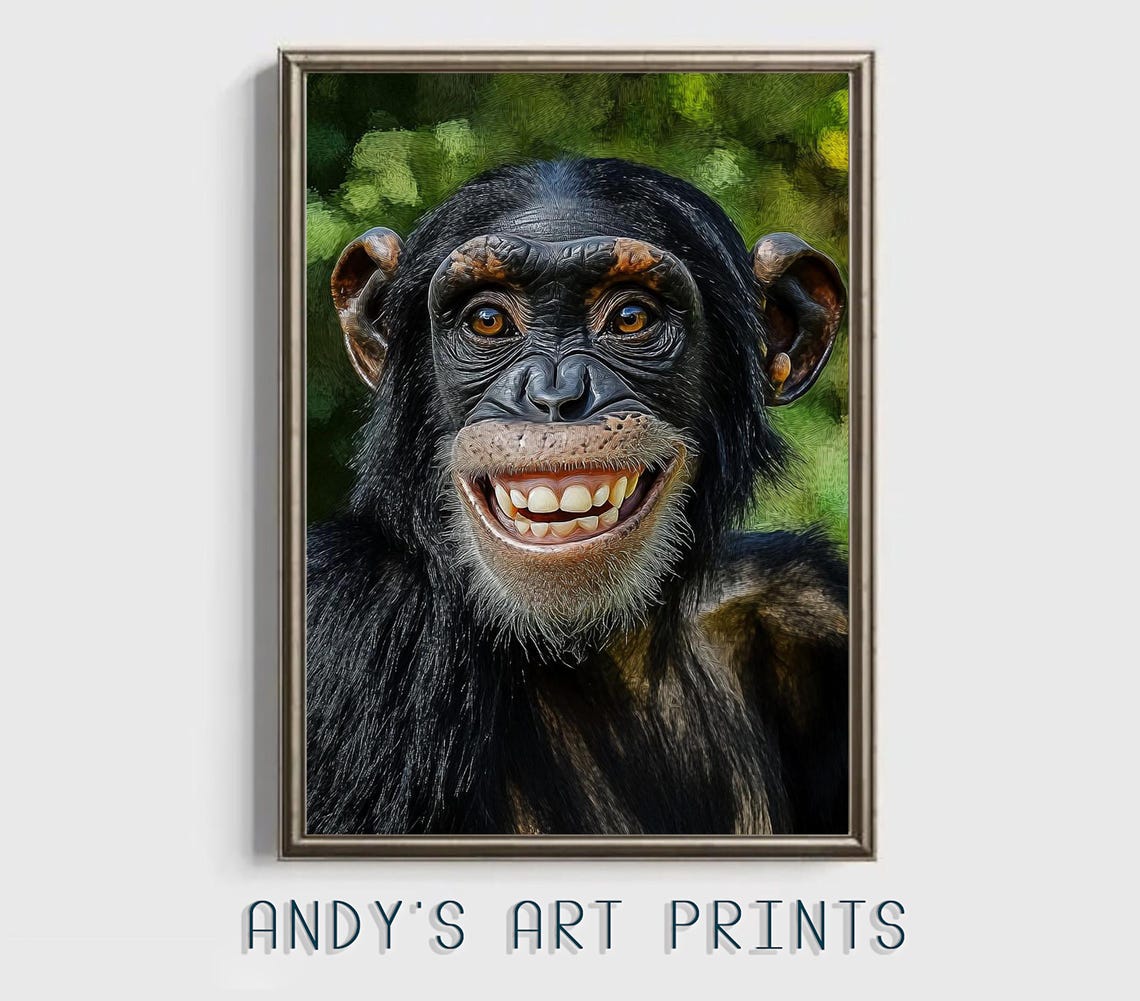 Hilarious Grinning Chimpanzee With A Big Toothy Smile Jungle Poster - Image 3