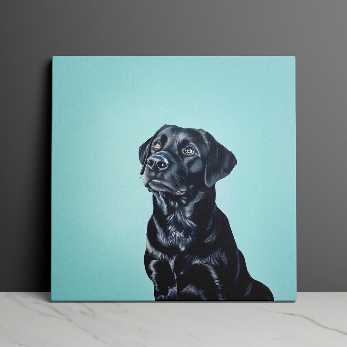 Black Labrador Retriever Portrait Dog Poster on Teal Background - Image 3