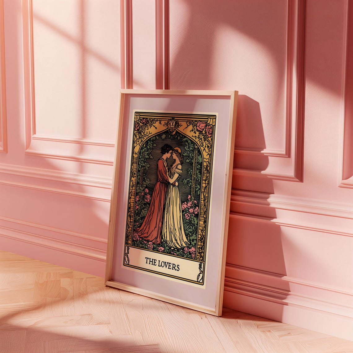The Lovers Tarot Card Vintage Celestial Rose Garden Art Poster - Image 4