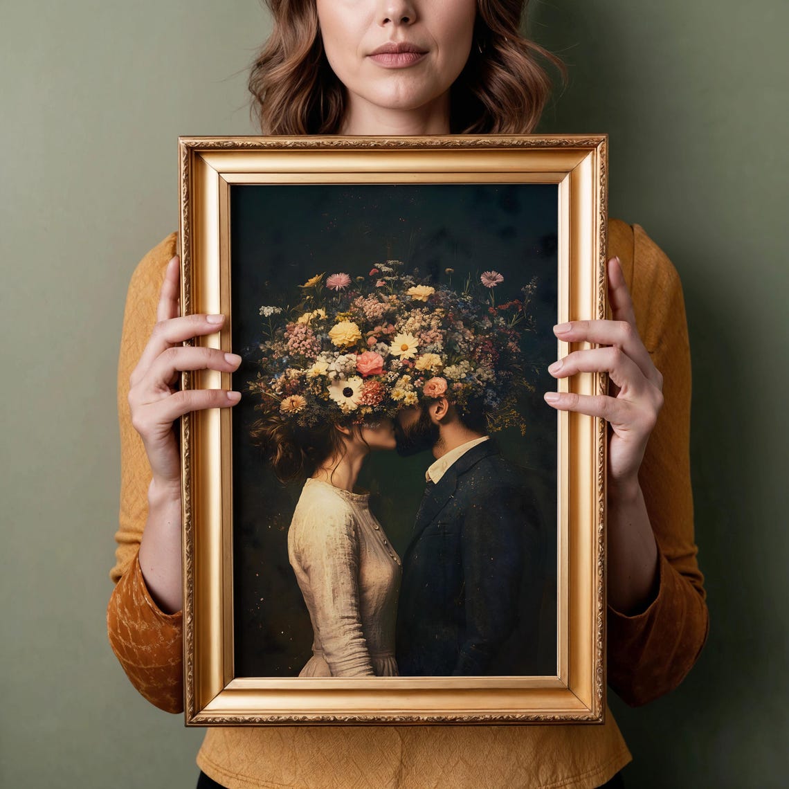 Moody Romantic Wall Art Vintage Couple Art Print Valentines Day Oil Painting Vintage Portrait Photography Print Instant - Image 3