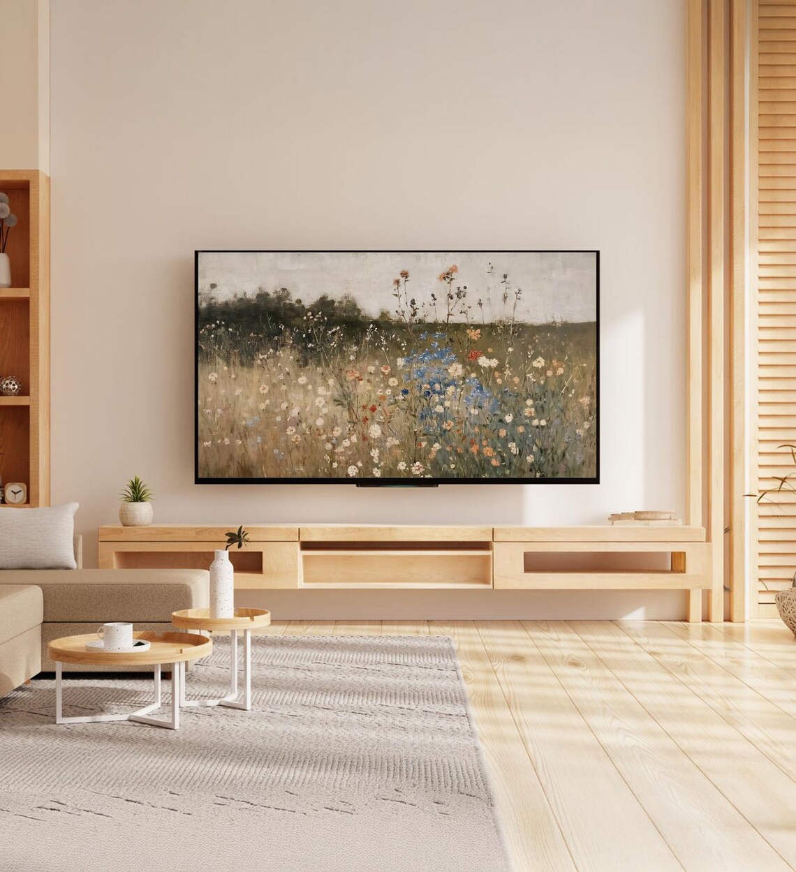 Muted Wildflower Meadow Panoramic Landscape Vintage Floral Art Poster - Image 7