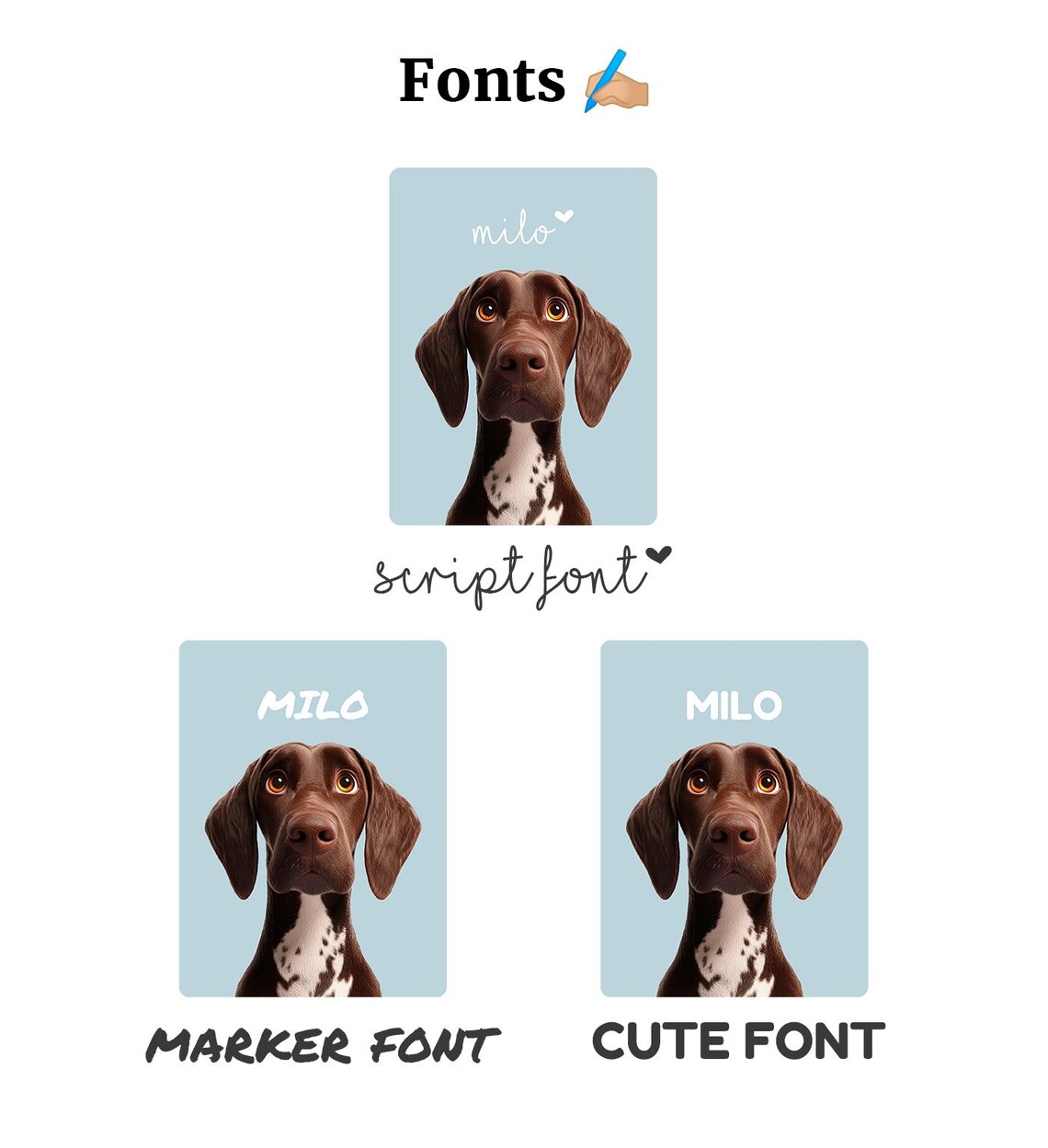 Custom Personalized Dog Portrait Illustration With Name Cute Pet Art Poster - Image 5