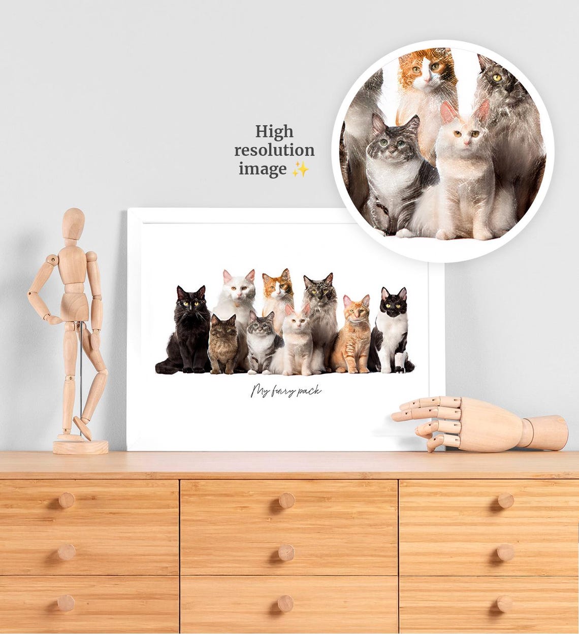 Custom Pet Portrait Personalized Long Haired Cat Name Art Print Poster - Image 4