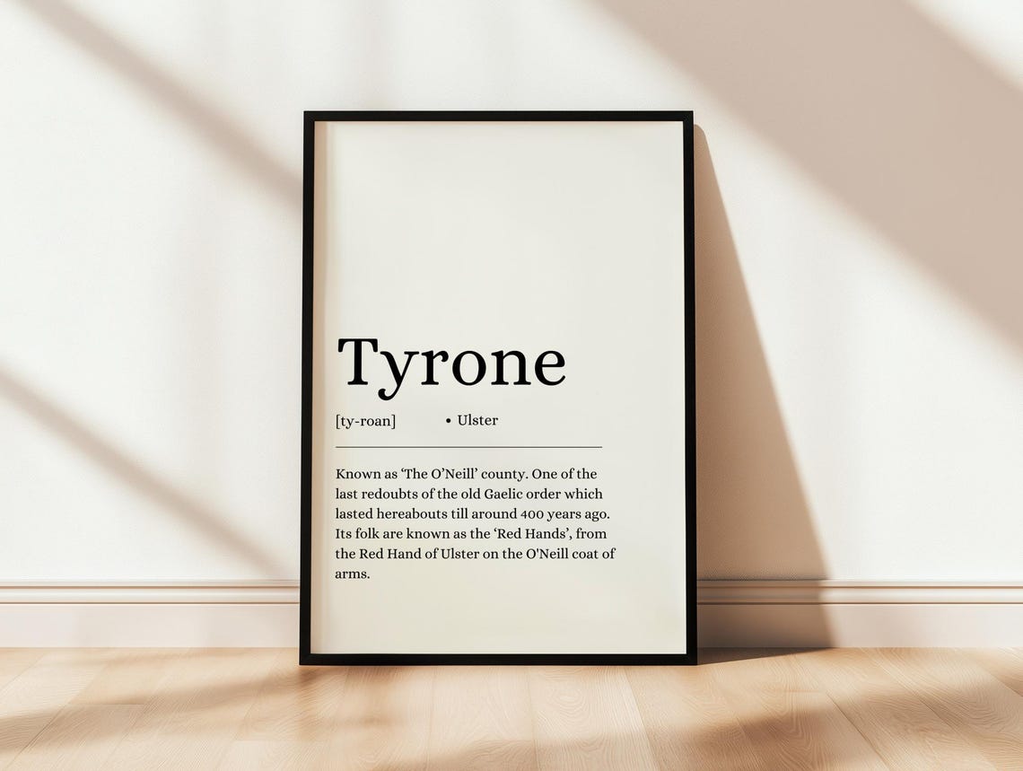 County Tyrone Ulster Dictionary Definition Irish Heritage Poster