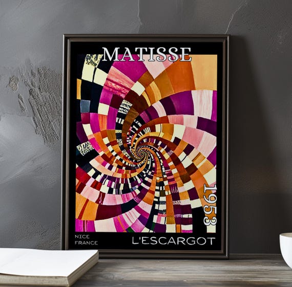 Lescargot 1953 Henri Matisse Print Poster Modern Abstract Spiral Art Collage Cutout French Post Impressionism Decor 20th Century