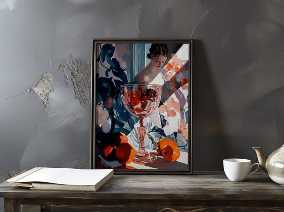 Edouard Manet Inspired Poster Impressionist Art Print Still Life Portrait Artwork Wine Glass Fruit Painting Classic French Decor