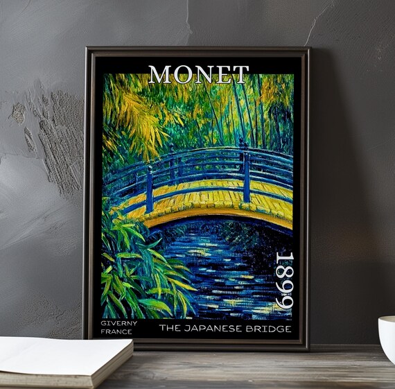 Japanese Bridge Dusk Blue Golden Deck Claude Monet 1899 Poster