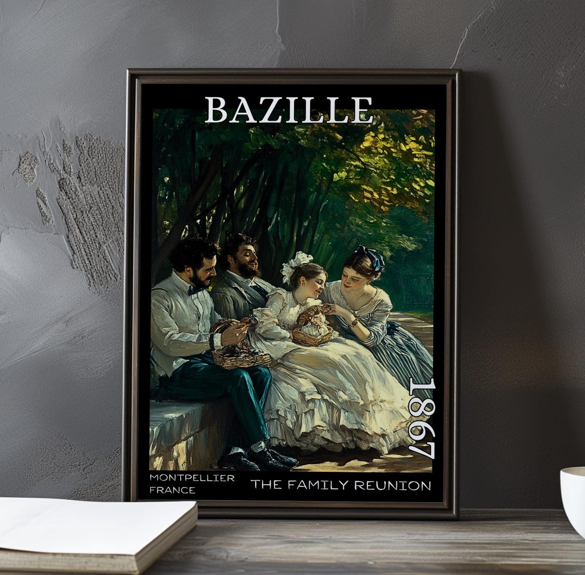 Frédéric Bazille Friends Sharing a Picnic Basket in Woods 1867 Poster