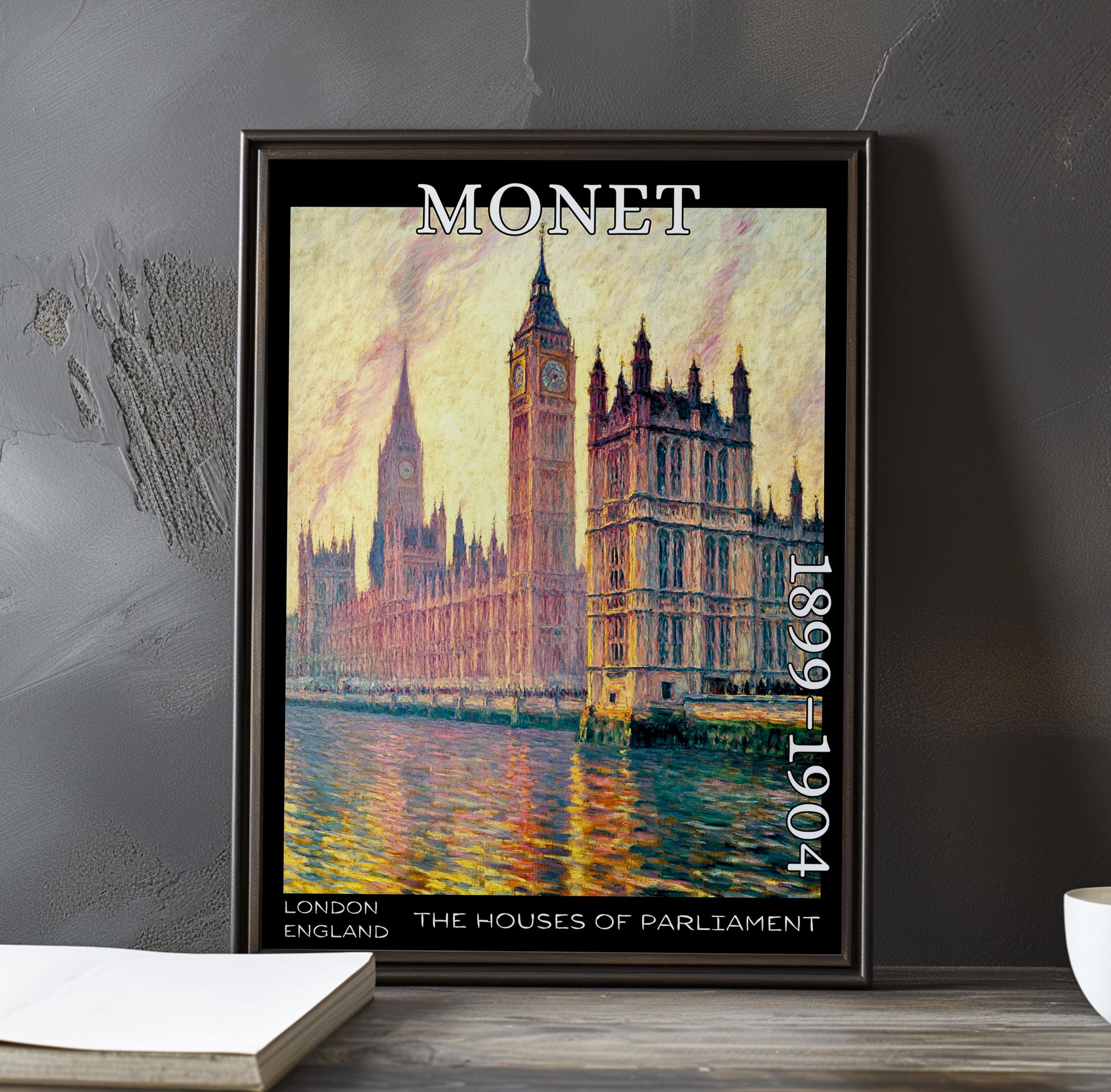 Claude Monet Houses Of Parliament 1899 Rose Gold Thames Poster