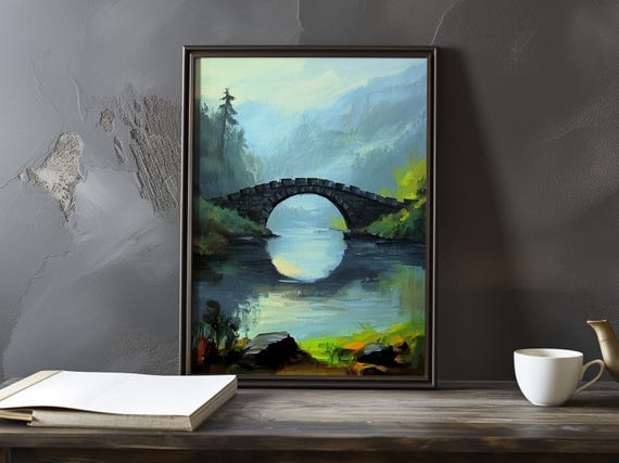 Bridge Reflections On A River Armand Guillaumin Inspired Poster Art Print Large Wall Decor Impressionism Prints Posters