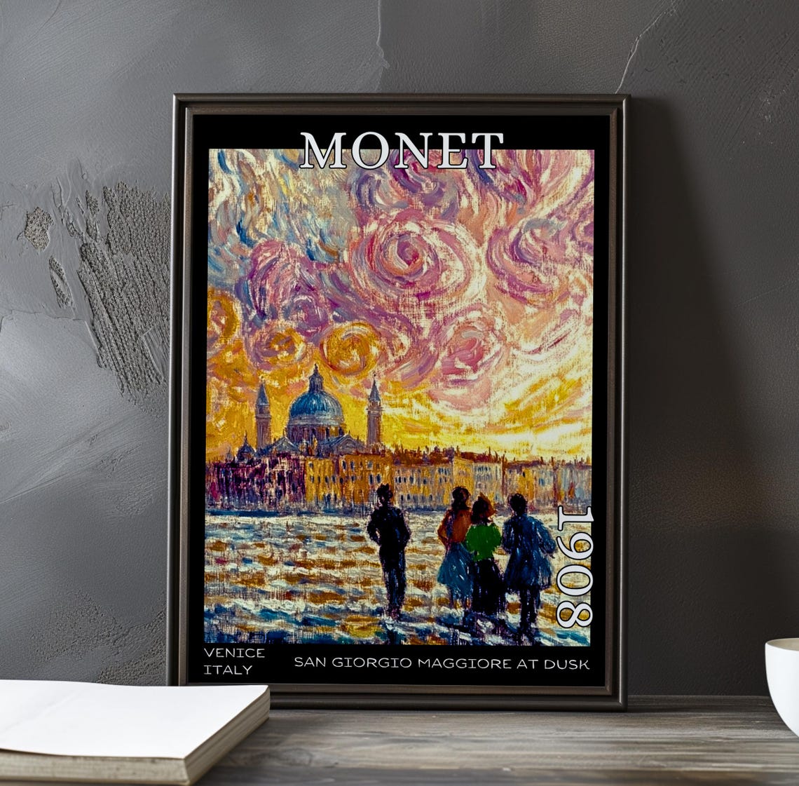 Claude Monet San Giorgio Maggiore 1908 Waterfront Figures Poster