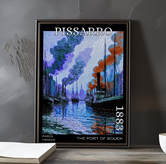 Pissarro The Port of Rouen 1883 Steamer Funnels Colorful Smoke Poster