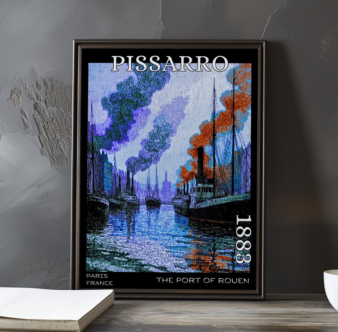 Pissarro The Port of Rouen 1883 Steamer Funnels Colorful Smoke Poster