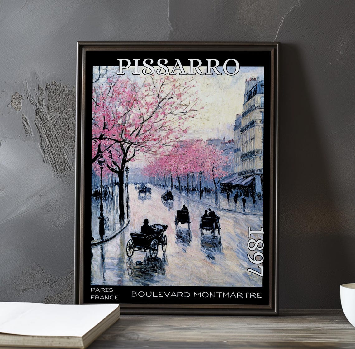 Pissarro Boulevard Montmartre 1897 Rainy Day Receding Carriages Poster