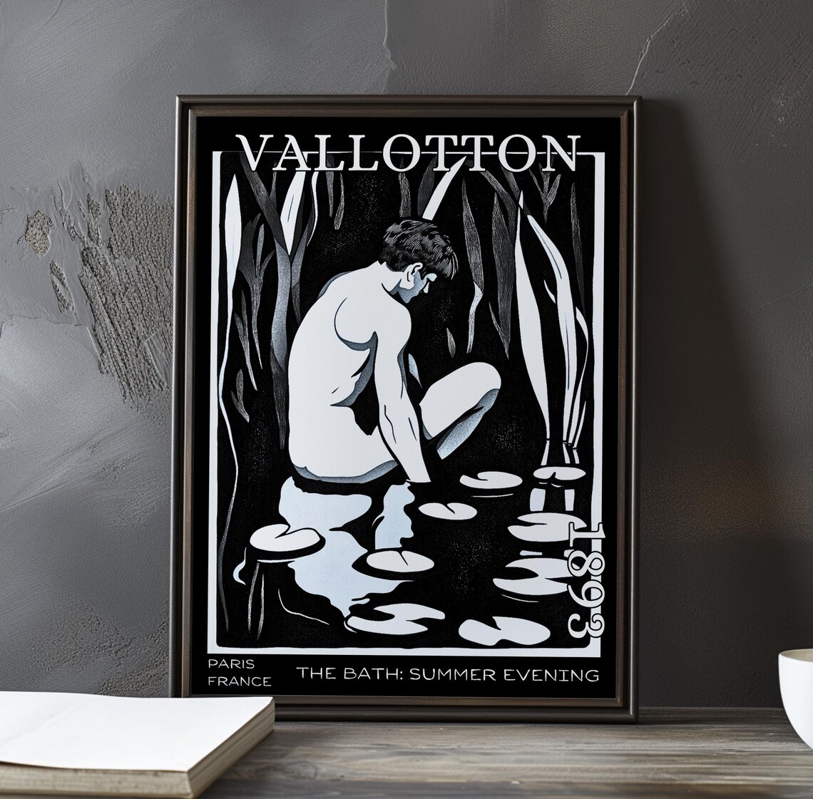 Vallotton The Bath Summer Evening 1893 Woodcut Bather in Reeds Poster