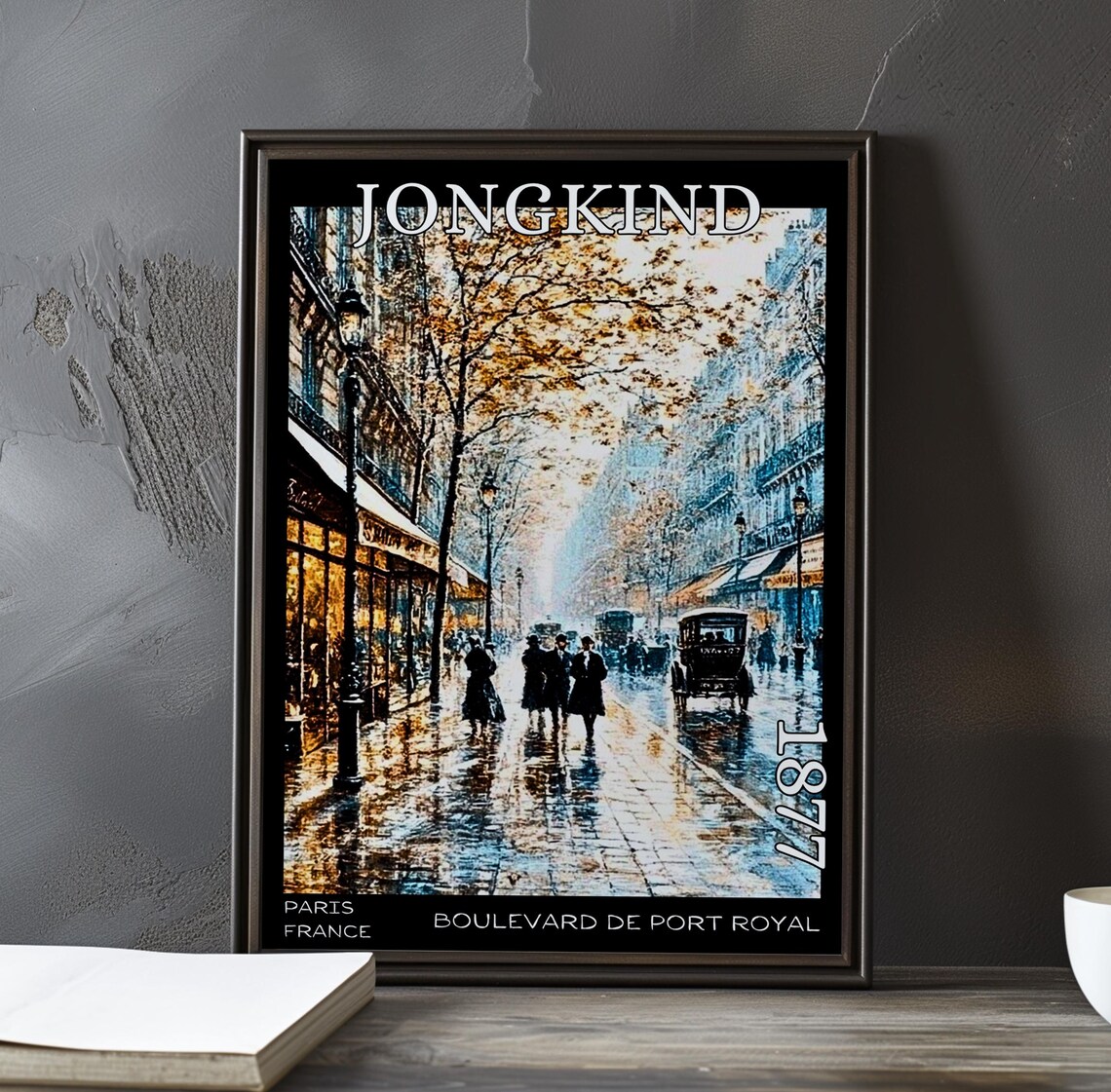 Jongkind 1877 Golden Autumn Boulevard with Horse-Drawn Carriages Poster