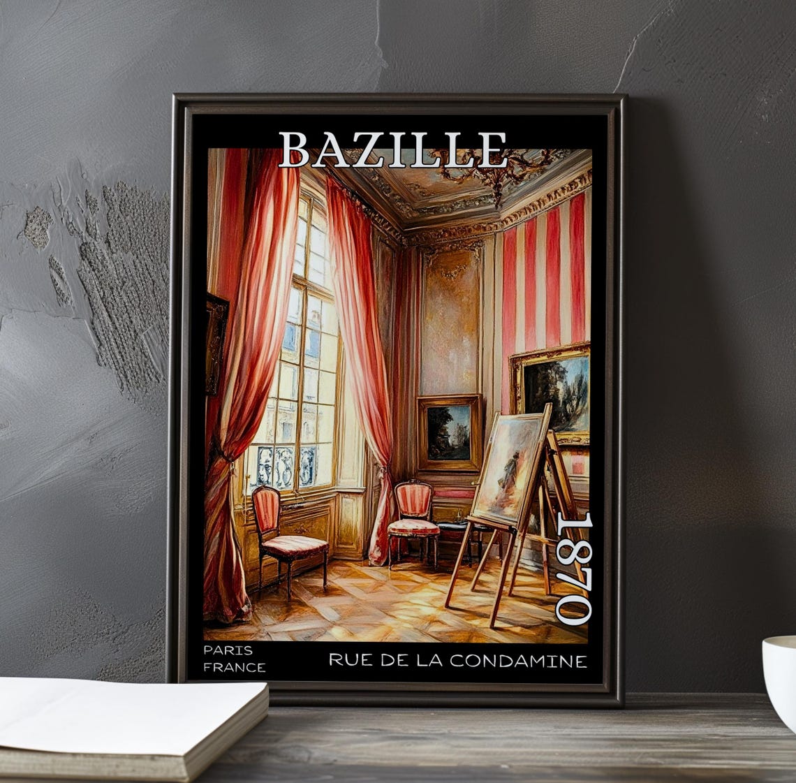 Bazille Rue de la Condamine 1870 Paris Red Curtain Studio Poster