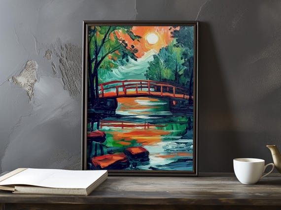 Bridge Reflections On A River Armand Guillaumin Inspired Poster Art Print Large Wall Decor Impressionism Prints Posters