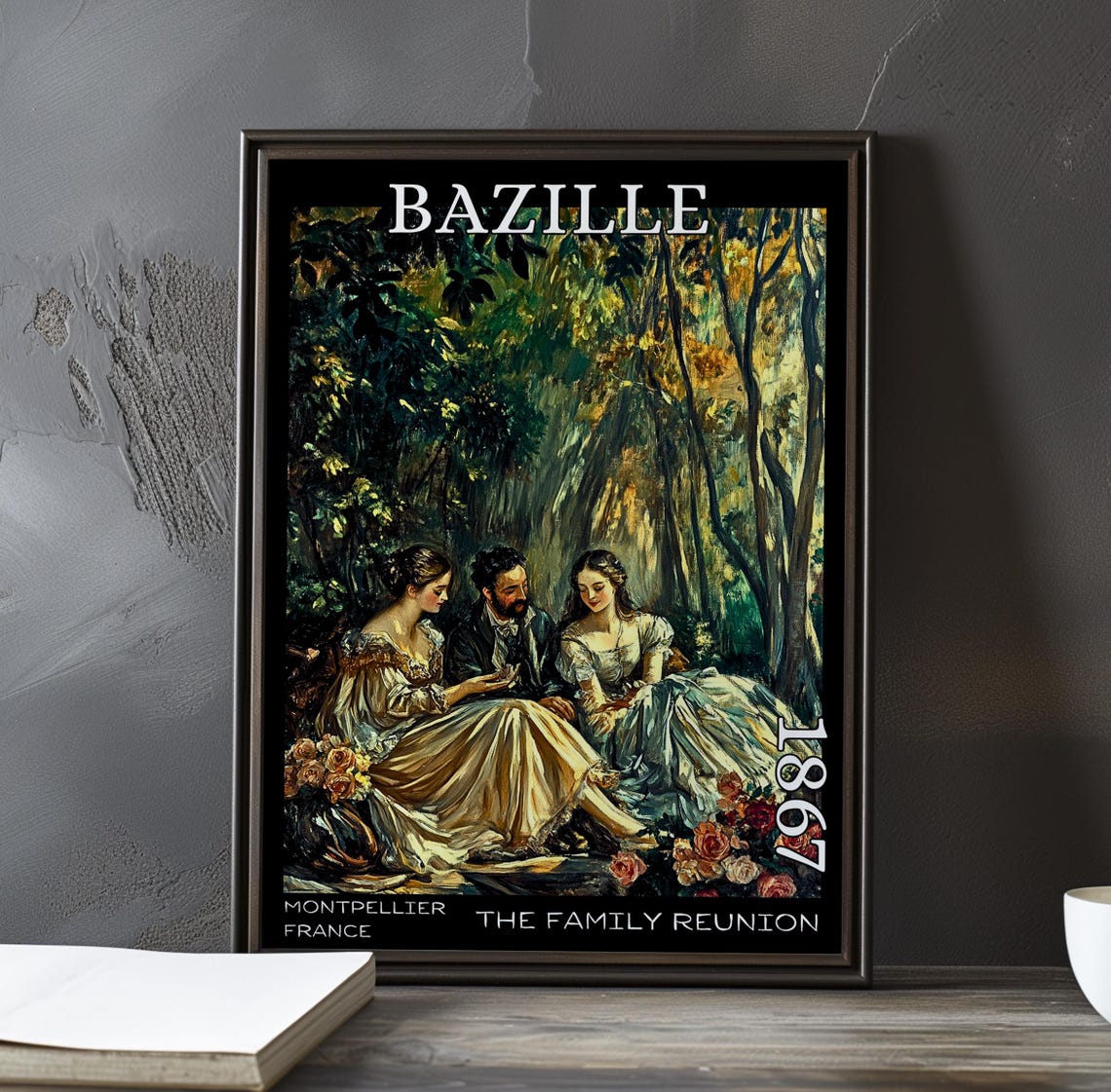 Frédéric Bazille Rose Gathering Under Dark Trees 1867 France Poster