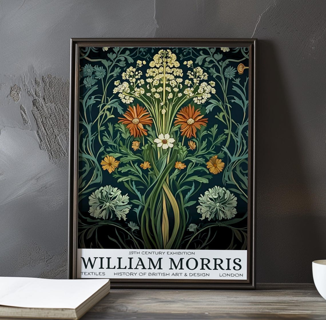 William Morris Symmetrical Botanical Bouquet Exhibition Poster