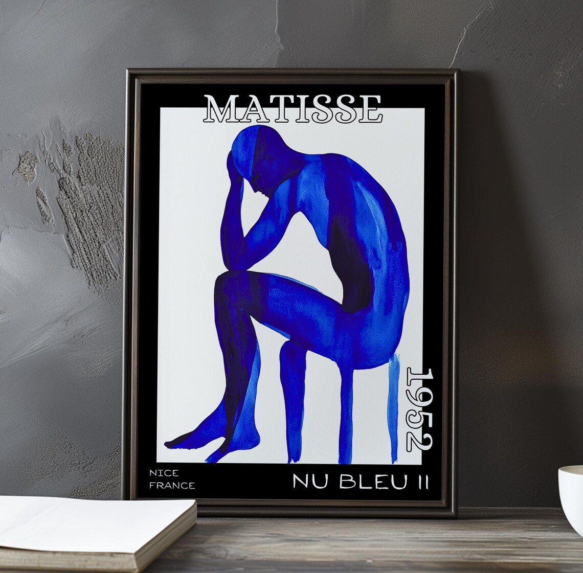 Henri Matisse Nu Bleu II 1952 Bowed Seated Figure Watercolor Blue Poster