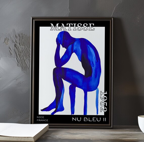 Henri Matisse Nu Bleu II 1952 Bowed Seated Figure Watercolor Blue Poster