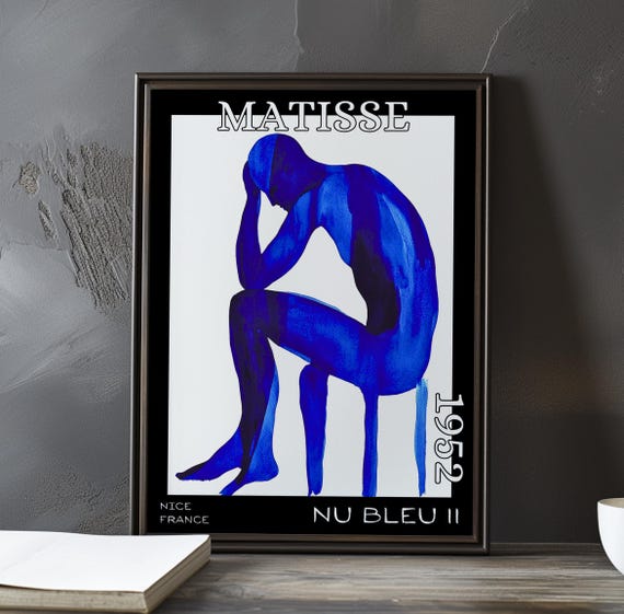 Nu Bleu Ii 1952 Henri Matisse Print Poster Blue Nude Abstract Cutout Female Figure French Post Impressionism Fauvist Art Decor 1950s