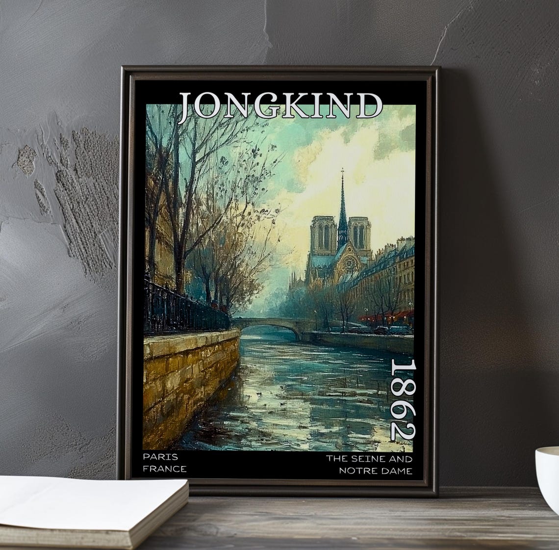 Jongkind 1862 Misty Morning View Down the Quiet Seine River Poster