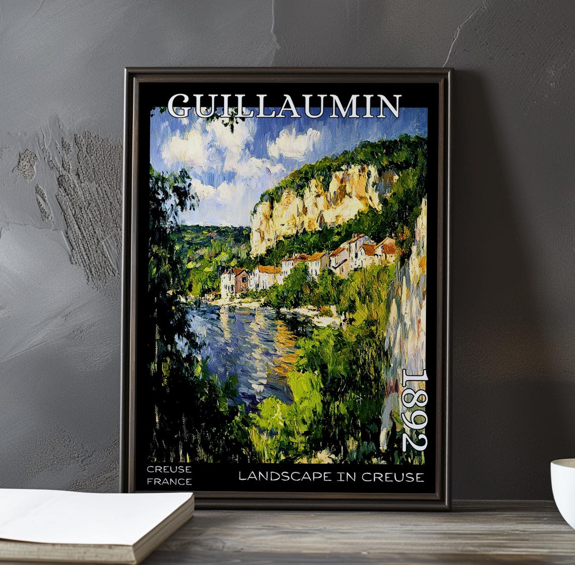 Landscape in Creuse 1892 France Riverside Village Cliff Poster