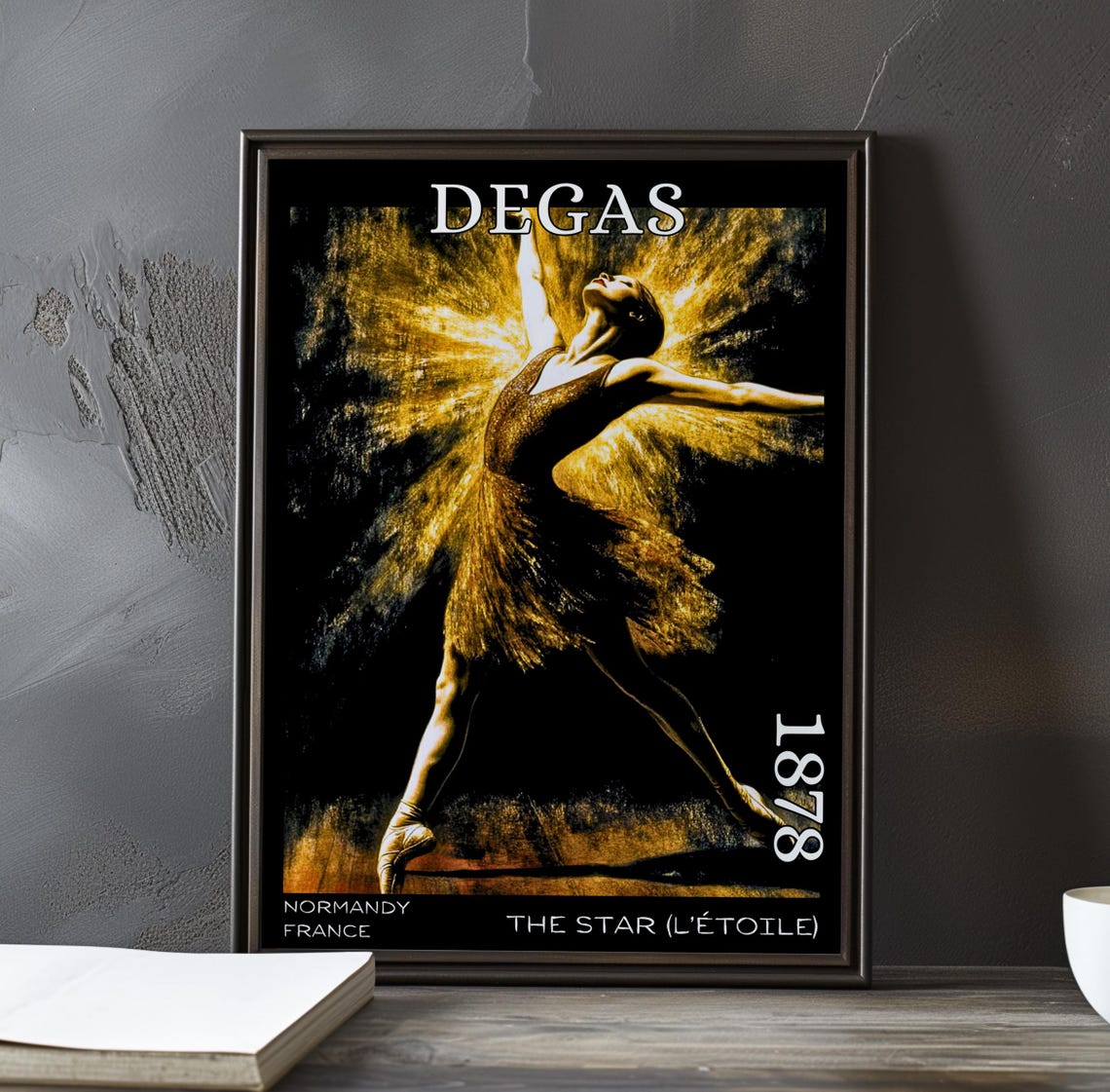 Star Dancer in Golden Spotlight Pose Degas-Style Performance Poster