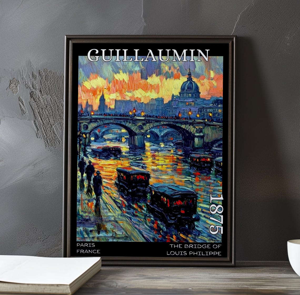 Bridge Of Louis Philippe 1875 Guillaumin Sunset Dome Skyline Poster